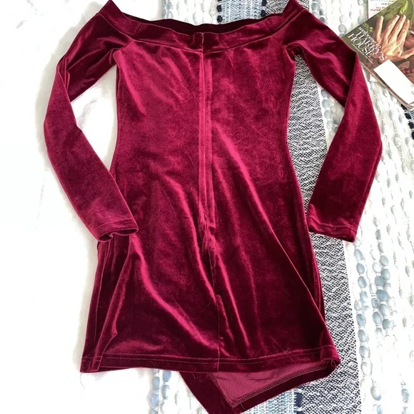 Cotton Candy Crushed Velvet Off The Shoulder Mini Dress-S - Picture 6 of 6